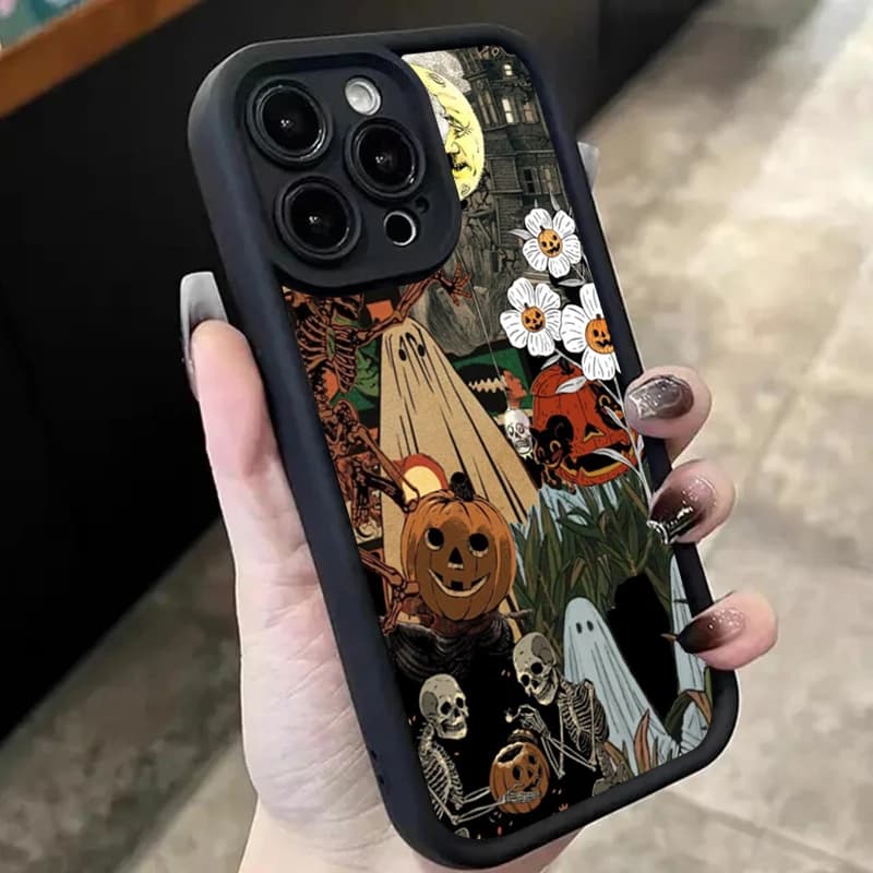 Halloween White Ghost Among Flowers Pattern Case For Samsung Galaxy S25 Ultra S24 Plus S23 FE S22 A56 A55 A54 A53 A36 A16 Cover