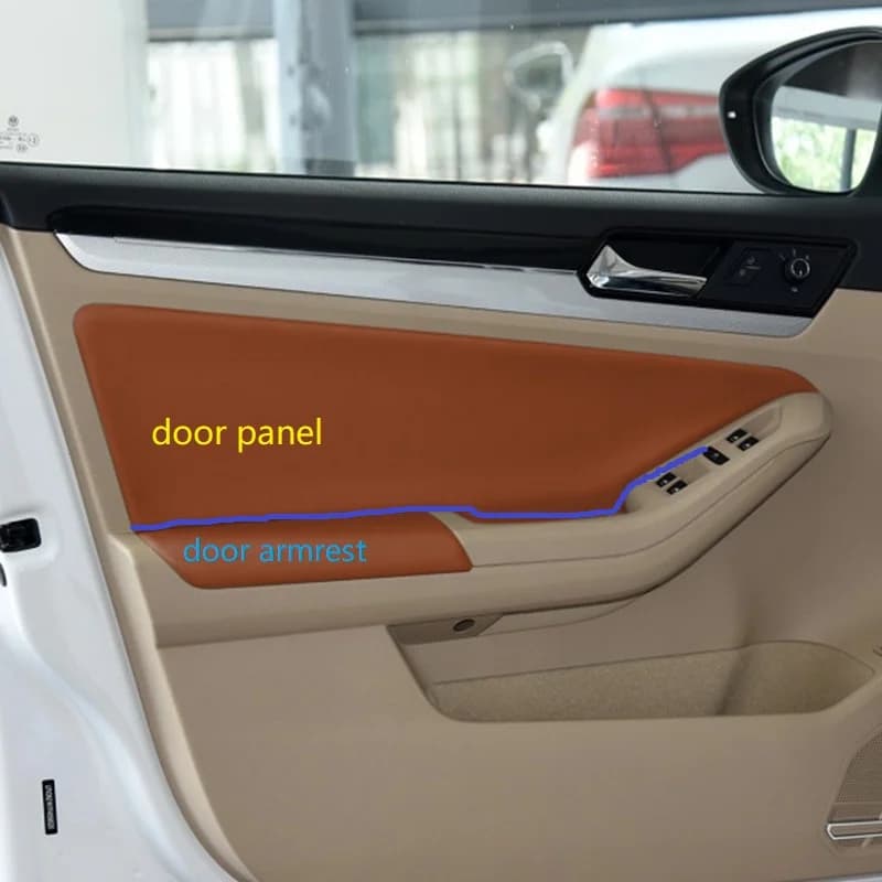 Microfiber Leather Car Door Handle Armrest Panel Cover Interior Protective Trim Fit VW Jetta MK6 2015-2018