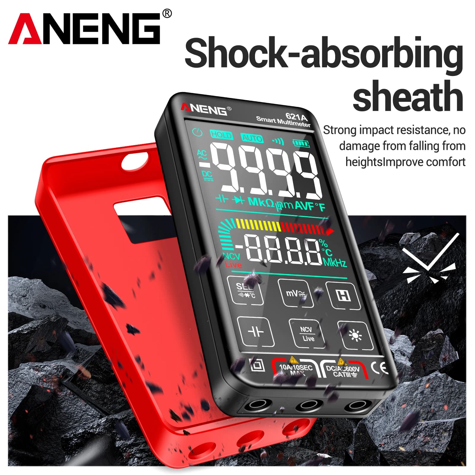 ANENG 621A Touch Control  9999 Counts Auto Range Rechargeable NCV Live Wire Detector Multi Tester AC DC T  Electric Repair Tool