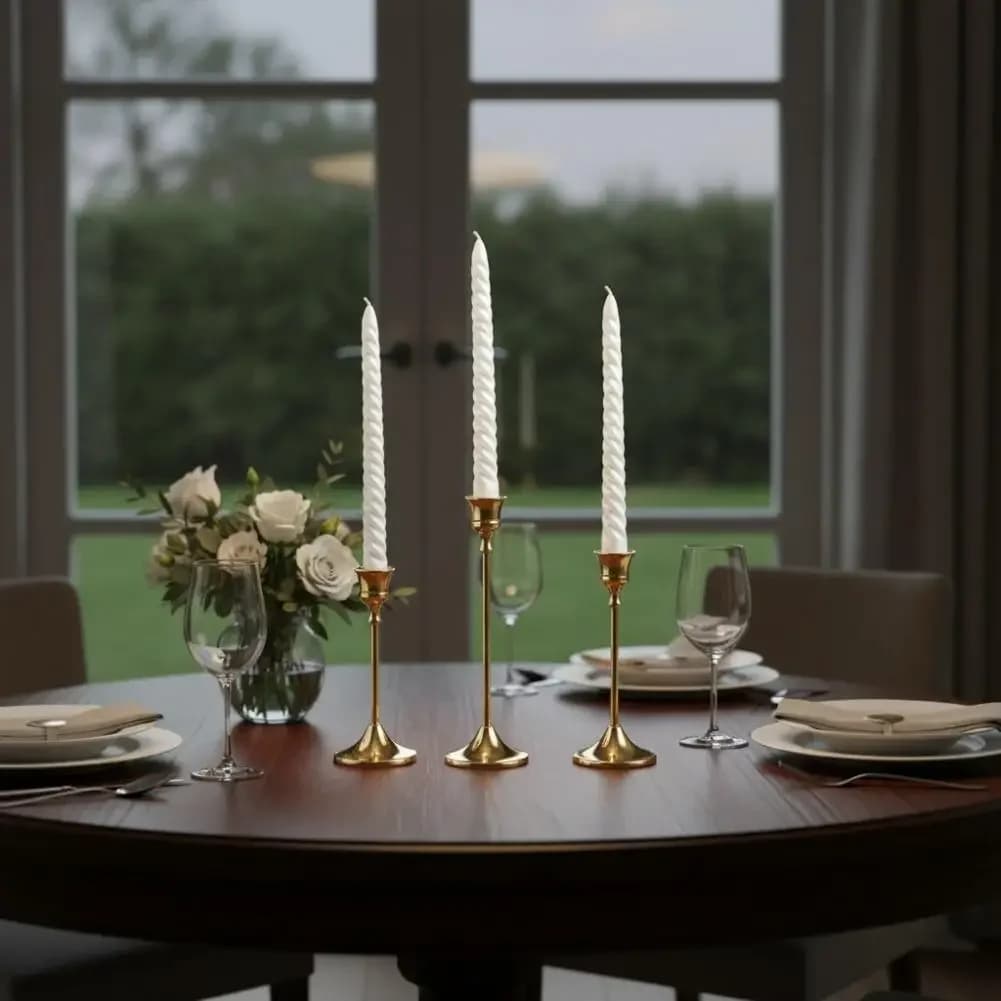Candlestick Set of 3 Wedding Metal Decor Vintage Elegant European Style Tabletop Candle Holders for Home Hotel Christmas