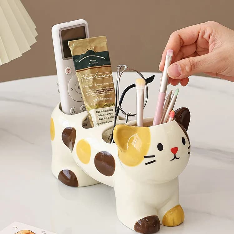 Creative Cute Kitten Remote Control Storage Box Crafts Home Desktop Decoration Ornament Storage Rack