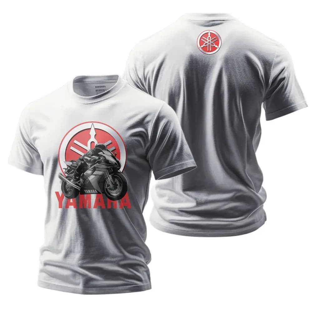 2025 new European size pure cotton Yamaha red label motorcycle couple's pure cotton loose short-sleeved shirt