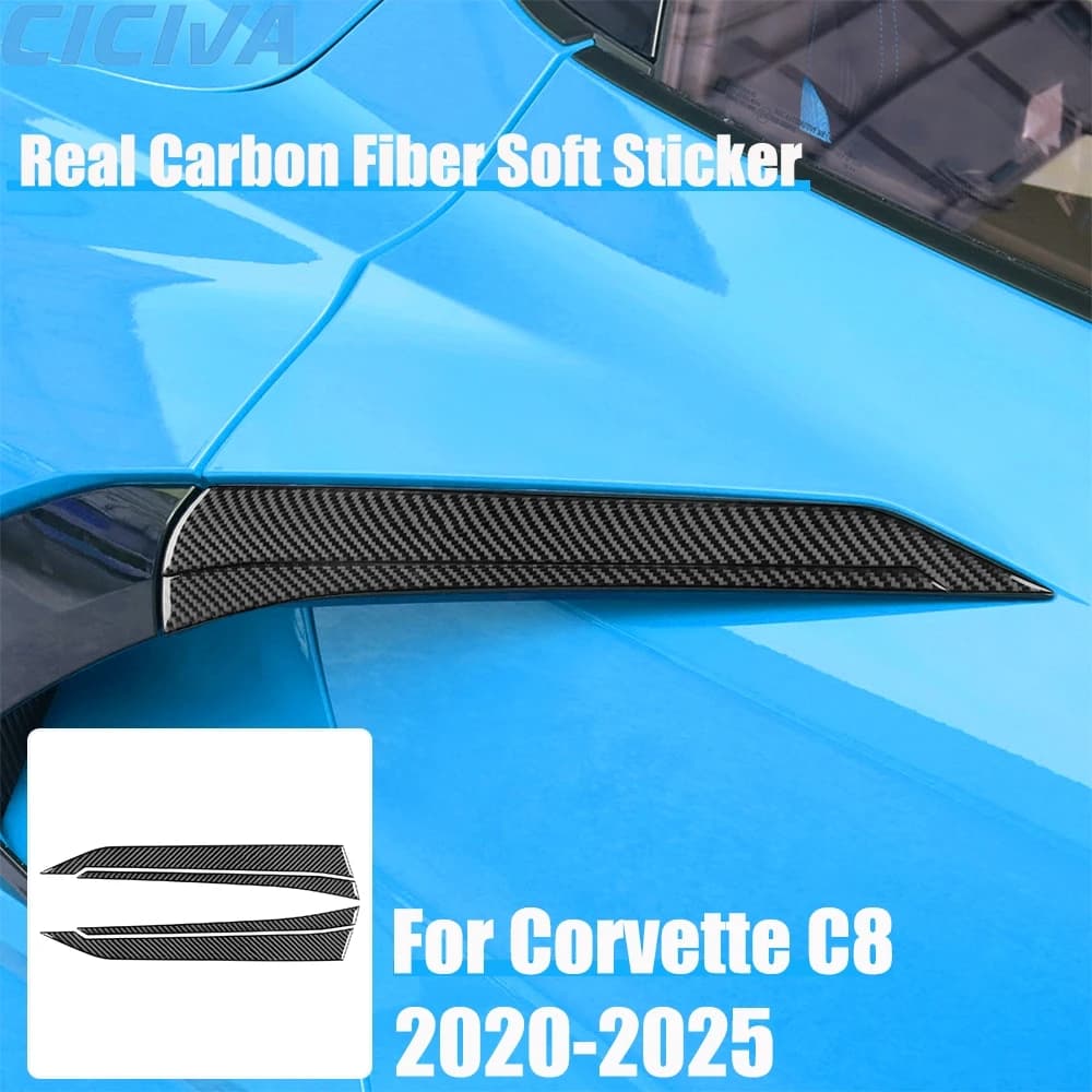 Real Carbon Fiber Car Accessories Door Handle Trim Cover Soft Sticker For Chevrolet Corvette C8 2020 2021 2022 2023 2024 2025