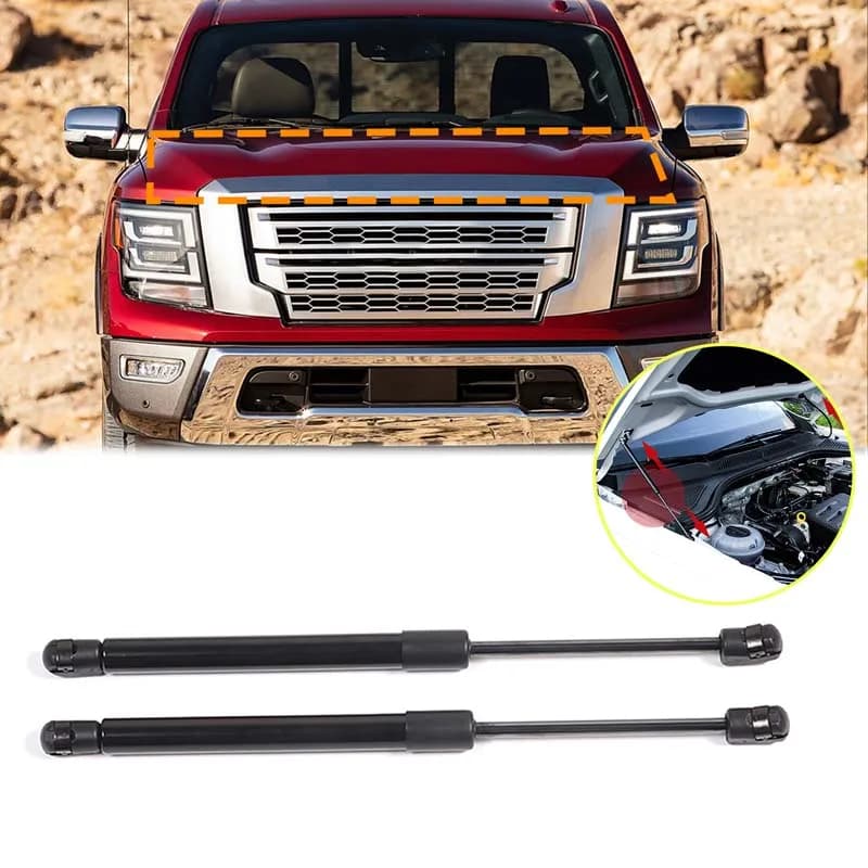 For 2017-2021 Nissan Titan car front hood hydraulic lever, slow down lever upgrade accessories, carbon steel, 2-piece set