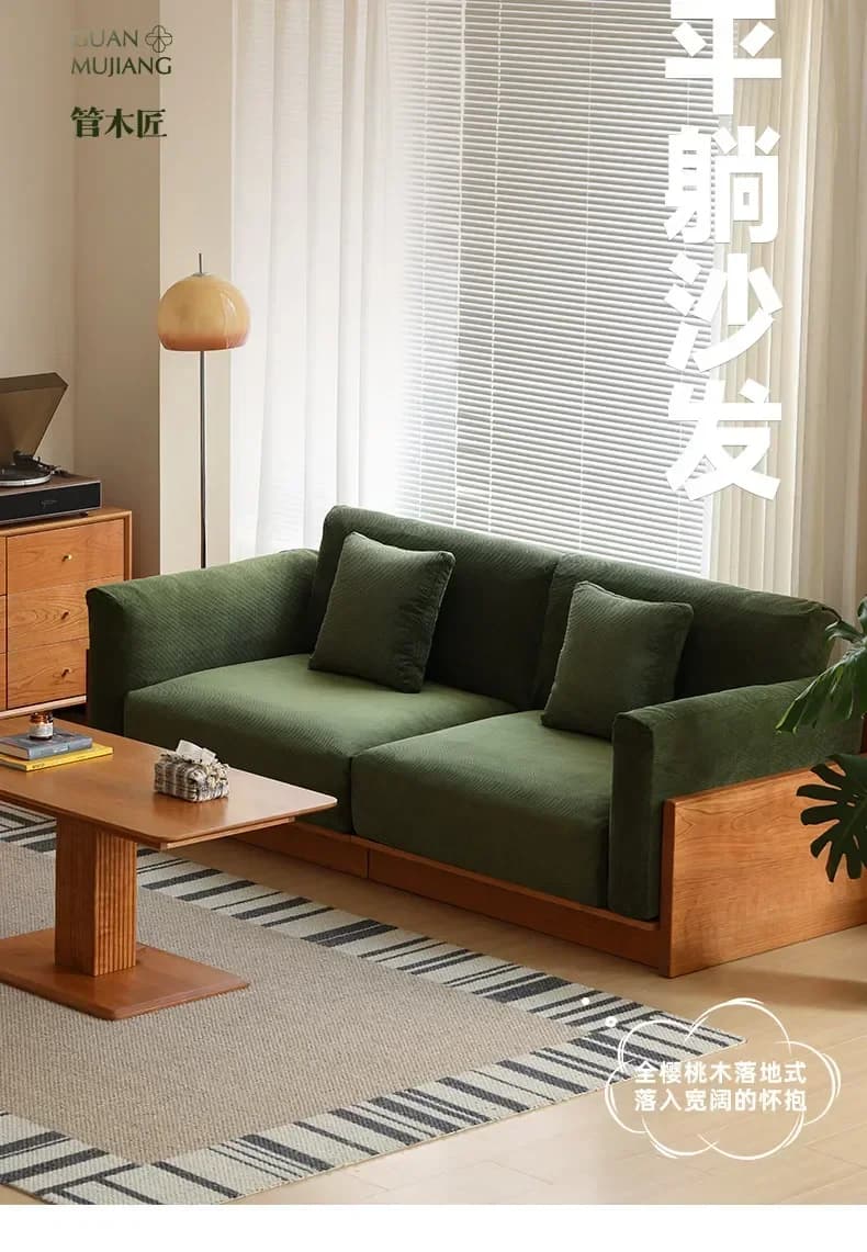 Floor-to-ceiling Sofa Small Apartment Solid Wood Removable And Washable Nordic Fabric Wabi Sandy Wind Flat Sofal16