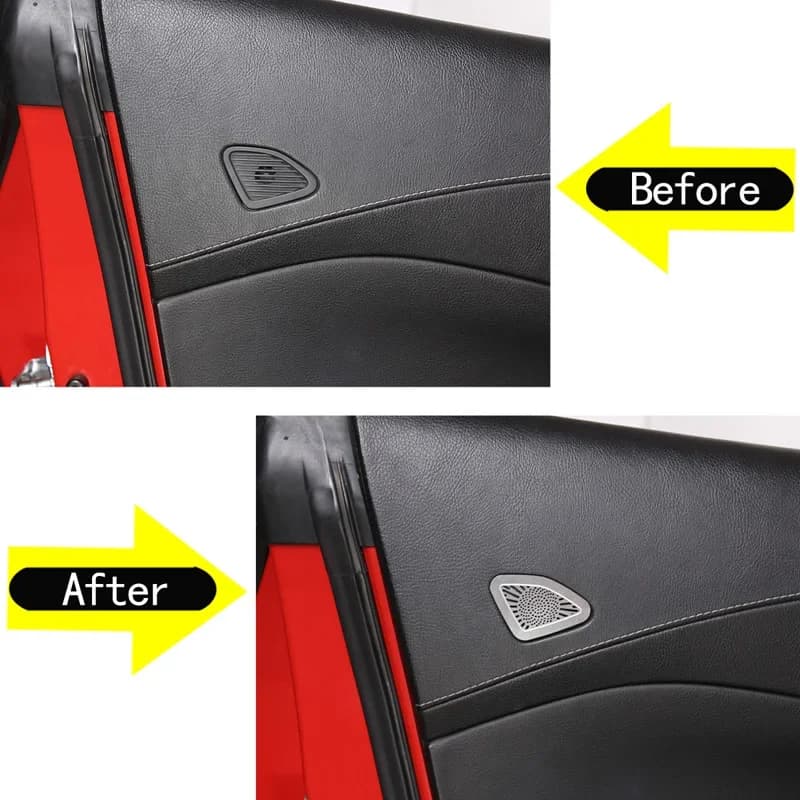 For 2014-2019 Chevrolet Corvette C7 stainless steel silver car styling Inner door panel decorative mesh sticker car accessories