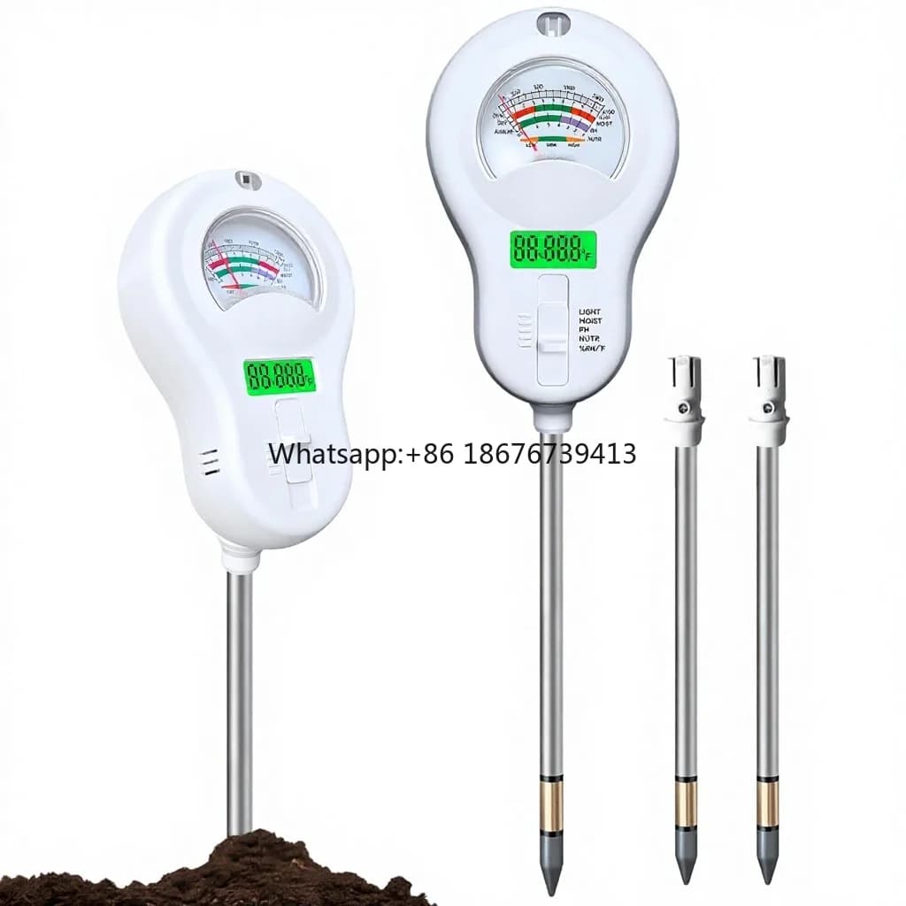 6-in-1 Soil for Kit Moisture pH Fertility Sunlight Air Hygrometer Temp Meters-LCD 3-Pack Detachable Probes for Garden/Lawn/Farm