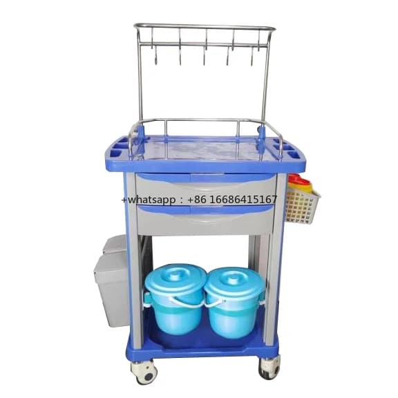 Factory Price Hospital Clinic Movable Medicine Cart Transfusion Abs Emergency Medical Trolley Cart