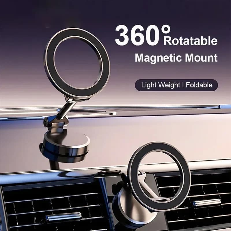 Zinc Alloy Folding  Car Compact Cell Phone Holder MagSafe 360 °   Adjustable Magnetic Mount for iPhone 14 13 12