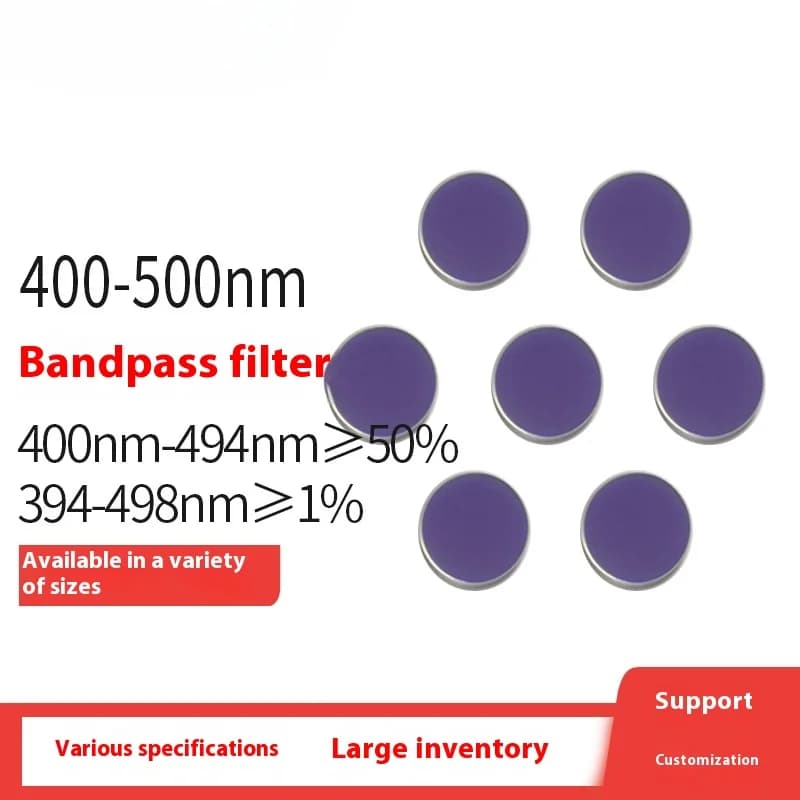 400-500 Bandpass Filter 400-500 Passes Through Other Blue Light Transmission Coating Filters 1Pcs