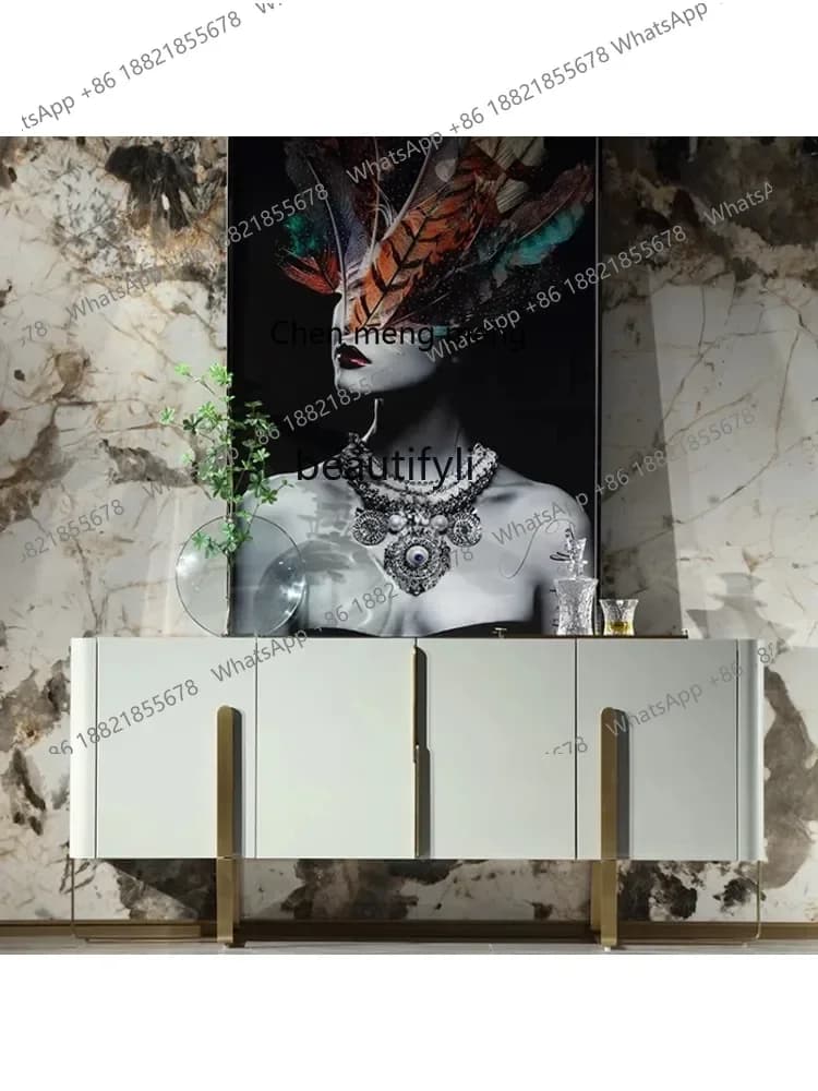 D178 Post-Modern Italian-Style Light Luxury Lobby Entrance Cabinet Entry Door Facing Storage Drawer Solid Wood Sideboard furnitu