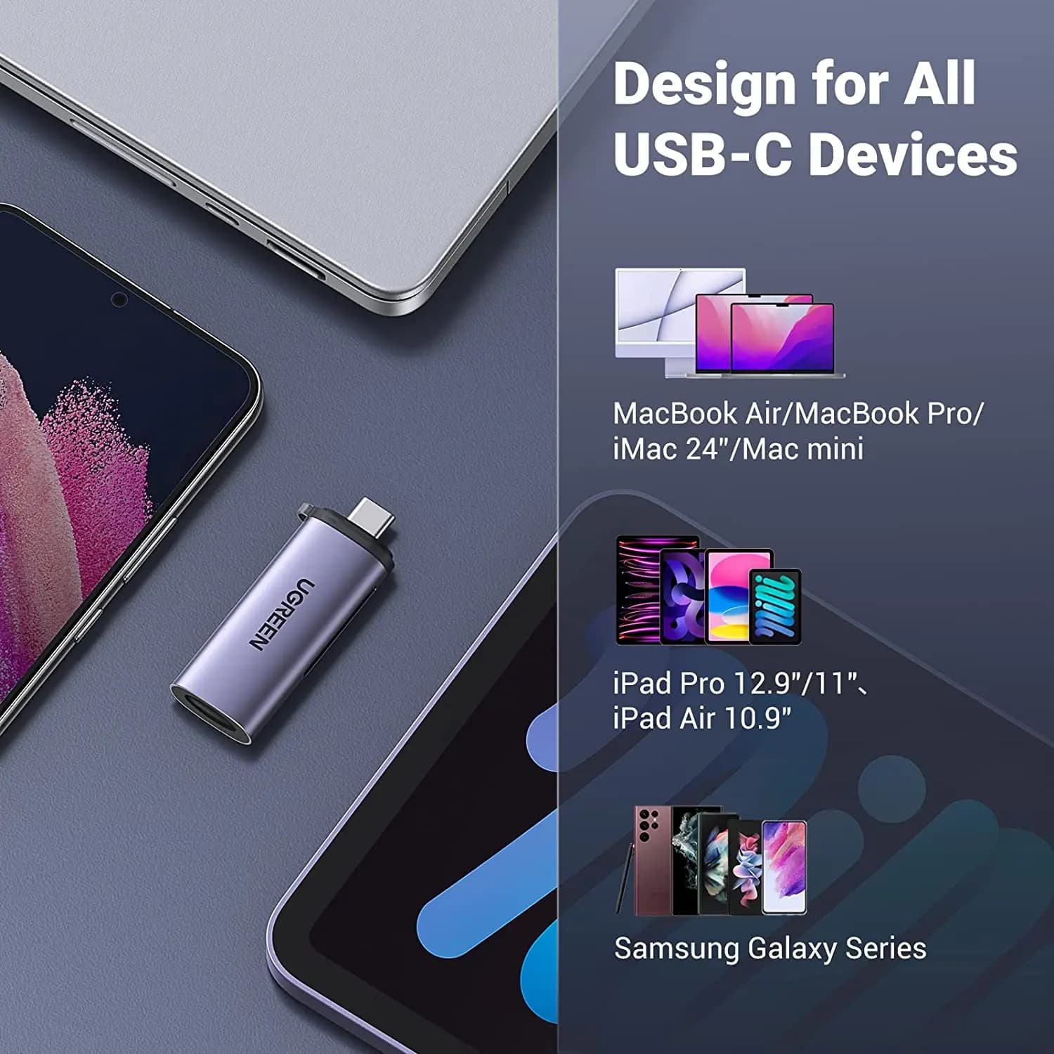 UGREEN SD Card Reader USB C 2-in-1 Card Reader SD SDHC SDXC UHS-I