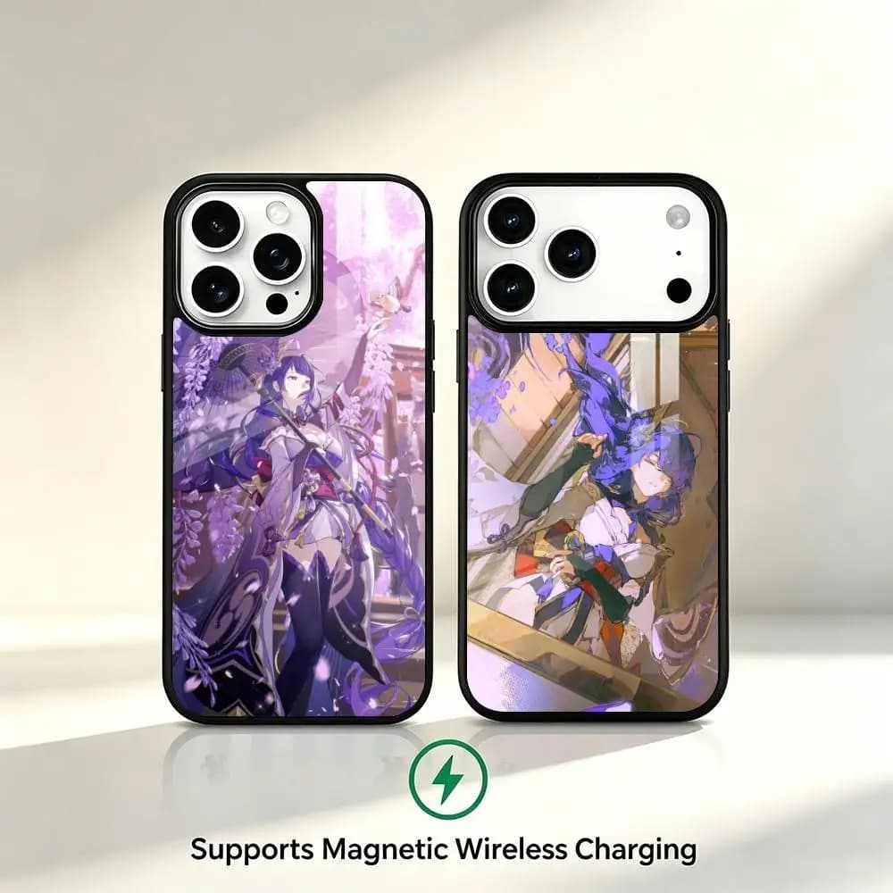 Raiden Shogun Genshin Impact Phone Case For iPhone17,16,15,14,13,12,11 Plus,Pro Compatible with magnetic wireless charging