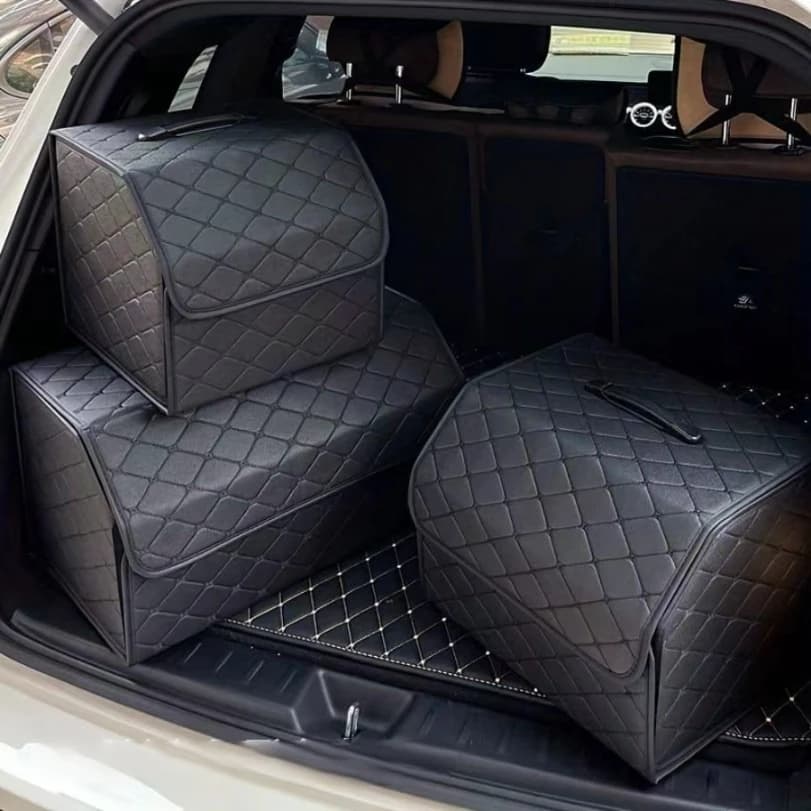 Car Trunk Organizer Box Large Capacity Auto Multiuse Tools Storage Bag Stowing Tidying Leather Folding For Emergency Storage Box