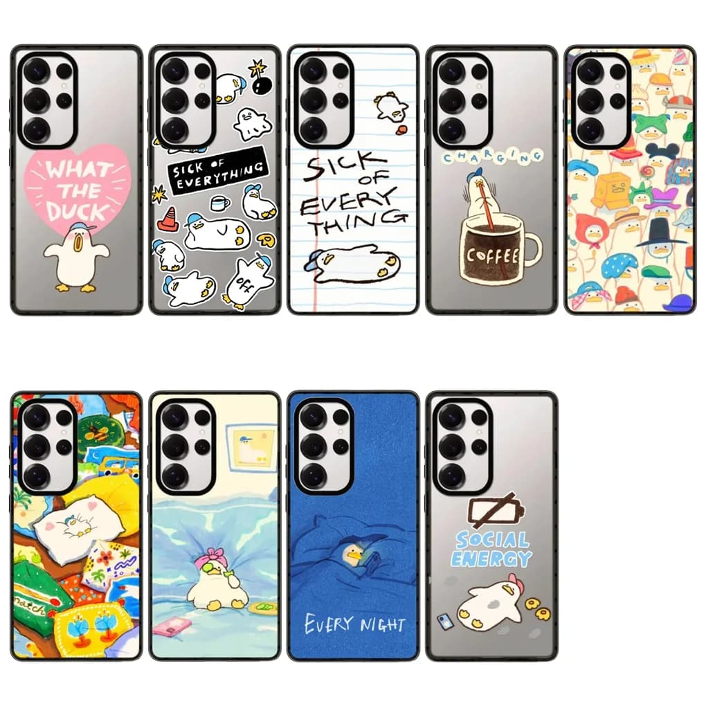 Cute Lovely Ducks Acrylic Border Magnetic Phone Cover for Samsung Galaxy S23 S24 S25 Ultra S25+ Plus Case