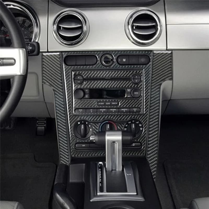6Pcs/set Car Interior Central Control Radio Panel Carbon Fiber Sticker For Ford Mustang 2005-2009 Car Styling Accessories