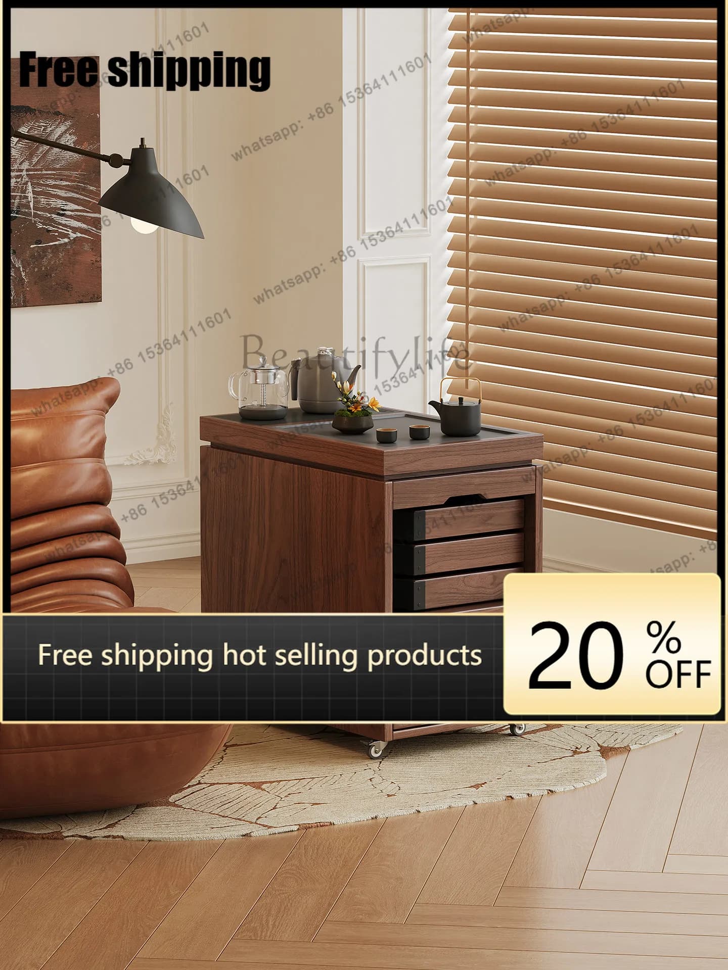 hot -removable tea table living room home balcony solid wood advanced tatami small coffee table
