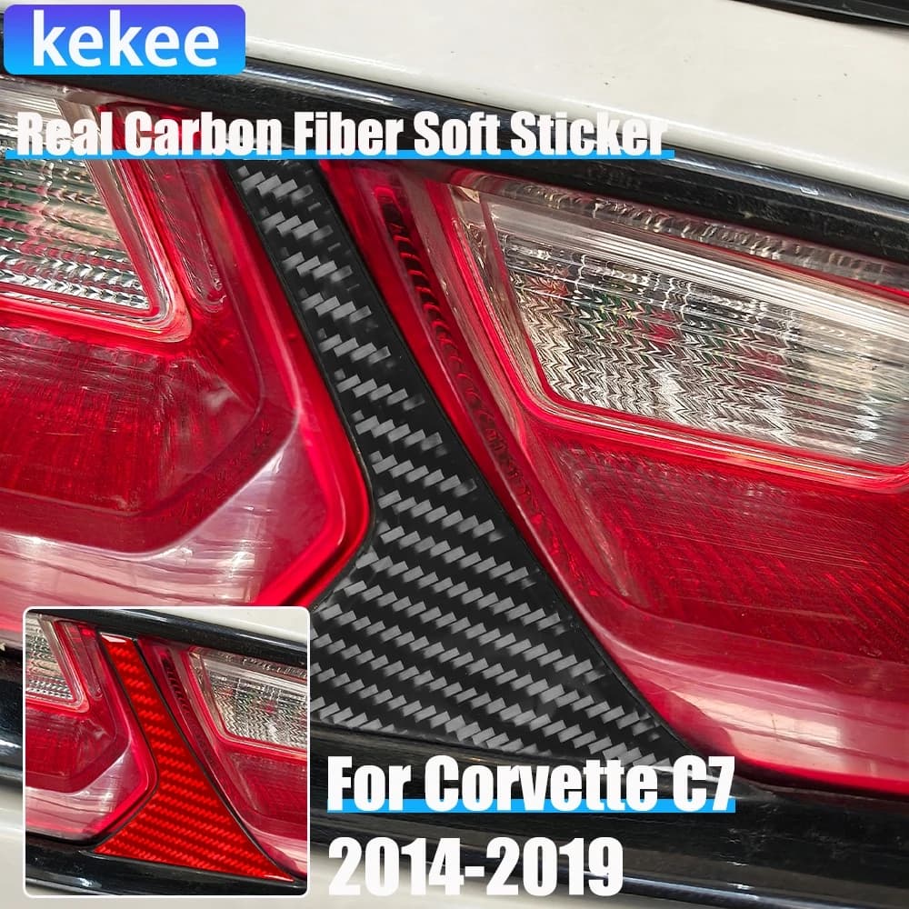 Real Carbon Fiber Car Accessories Taillight Decorative Trim Cover Soft Sticker For Corvette C7 LT1 Z06 ZR1 LT5 2014-2019