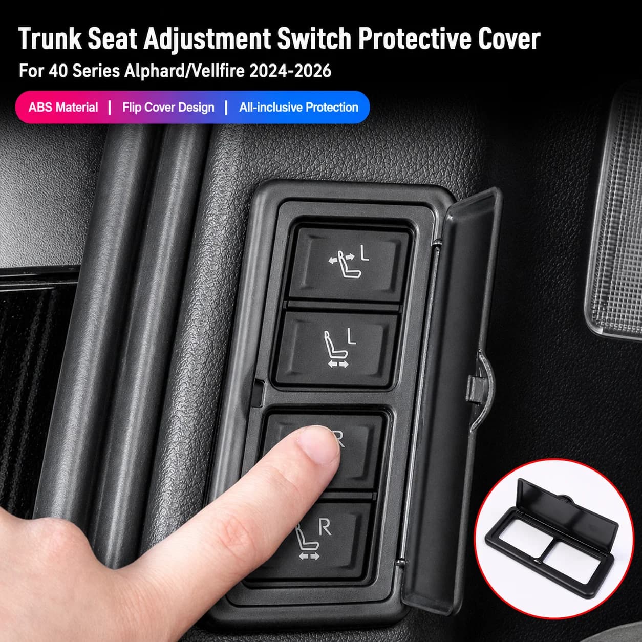 Car Rear Seat Adjustment Switch Cover for Toyota Alphard Vellfire 40 Series Auto Trunk Seat Button Guard ABS Flip Lid Protective