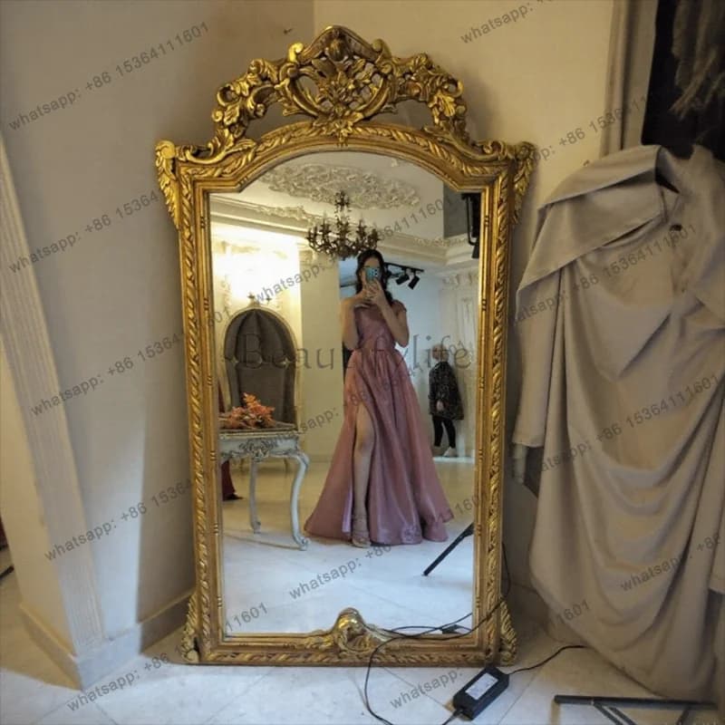 French retro full-length mirror American engraved home European luxury against the wall cloakroom dressing large mirror