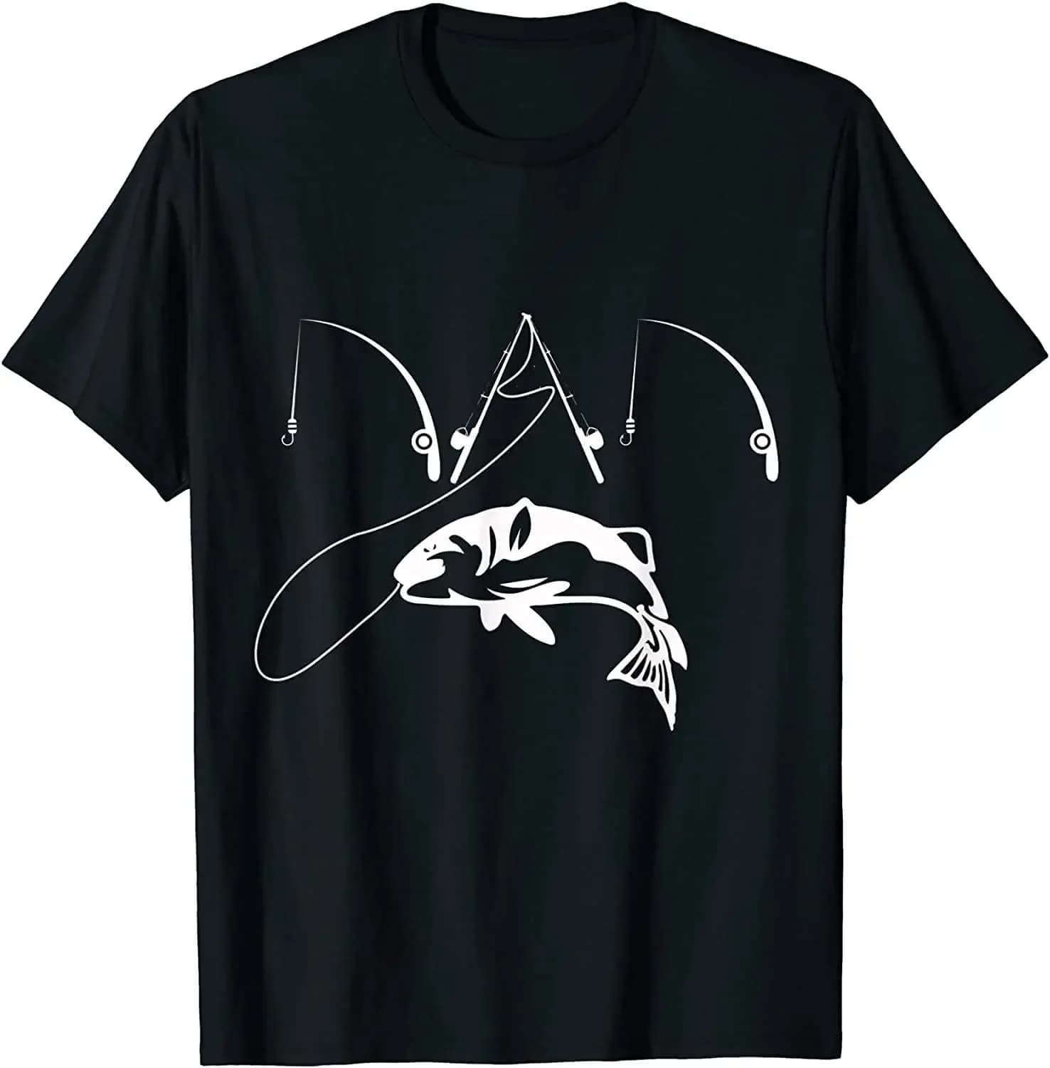 Dad Fishing Fisherman Daddy Shirt  Black Men's 100% Cotton Casual T-shirts Loose Top Size S-3XL