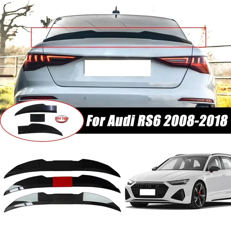 3pcs Sedan Rear Trunk Spoiler For Audi RS6 2008-2018 Adjustable DIY Modified Trunk Spoiler Automotive Accessories