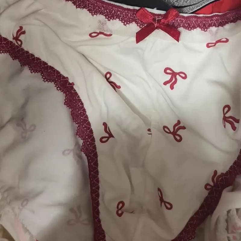 Men's Cotton Underwear Cross dressing Sissy Bow Panties Convex Pouch Breathable Comfortable Briefs Female Design Style