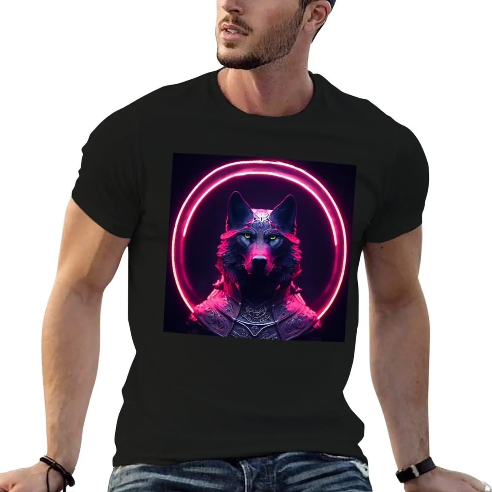 Neon Wolf T-Shirt basketball graphic tees animal prinfor boys mens designer t shirt