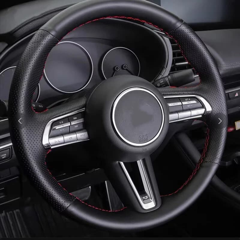 Car Interiors Accessories Carbon Fiber look Car Steering Wheel Trim Cover Stickers For Mazda 3 Axela 2020 -2024