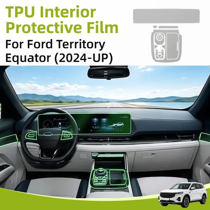 TPU Interior Center Console Clear Protective Film For Ford Territory 2024 2025 Equator Sport Gear Panel Anti-scratch Accessories
