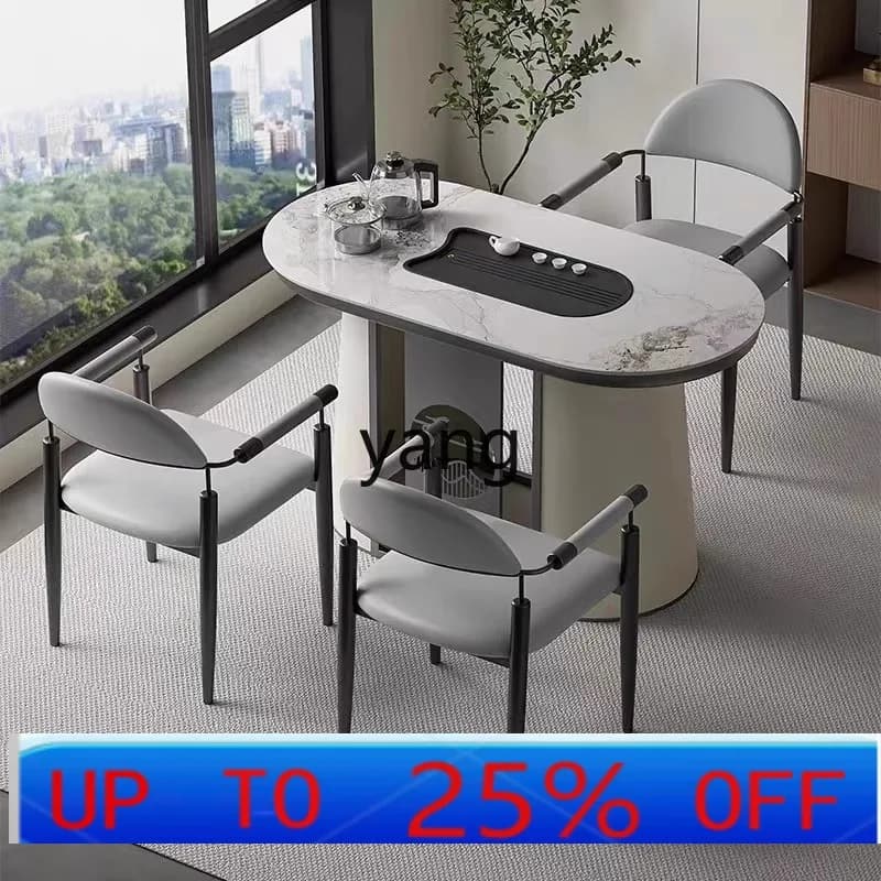 CX  rock slab small tea table and chair combination modern simple household kung fu tea table 1.2m table