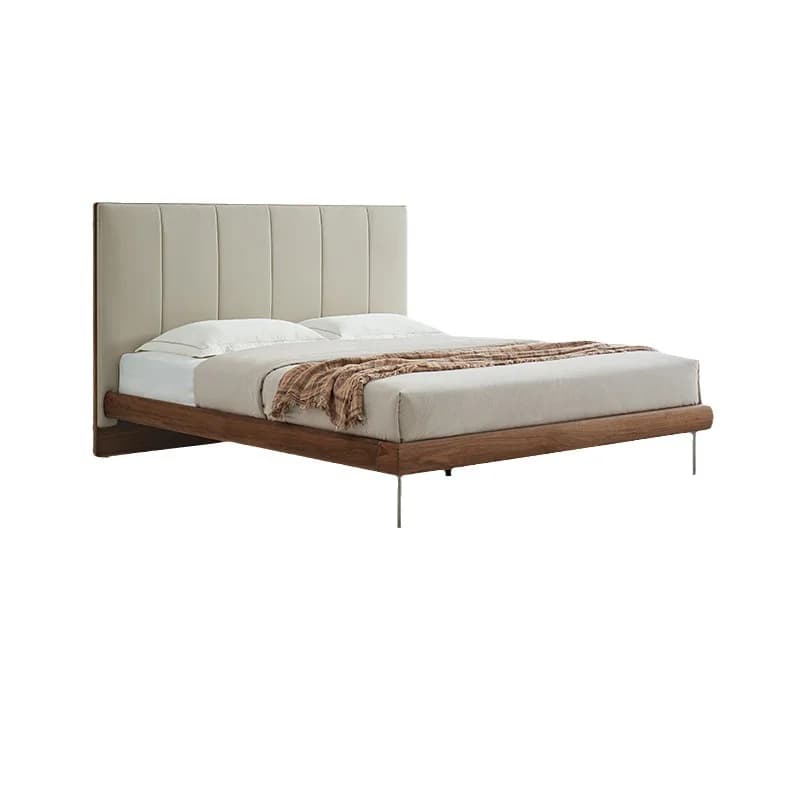 Nordic solid wood soft bed black walnut simple Japanese master bedroom 1.8 m  1.5 meters single bed wedding bed