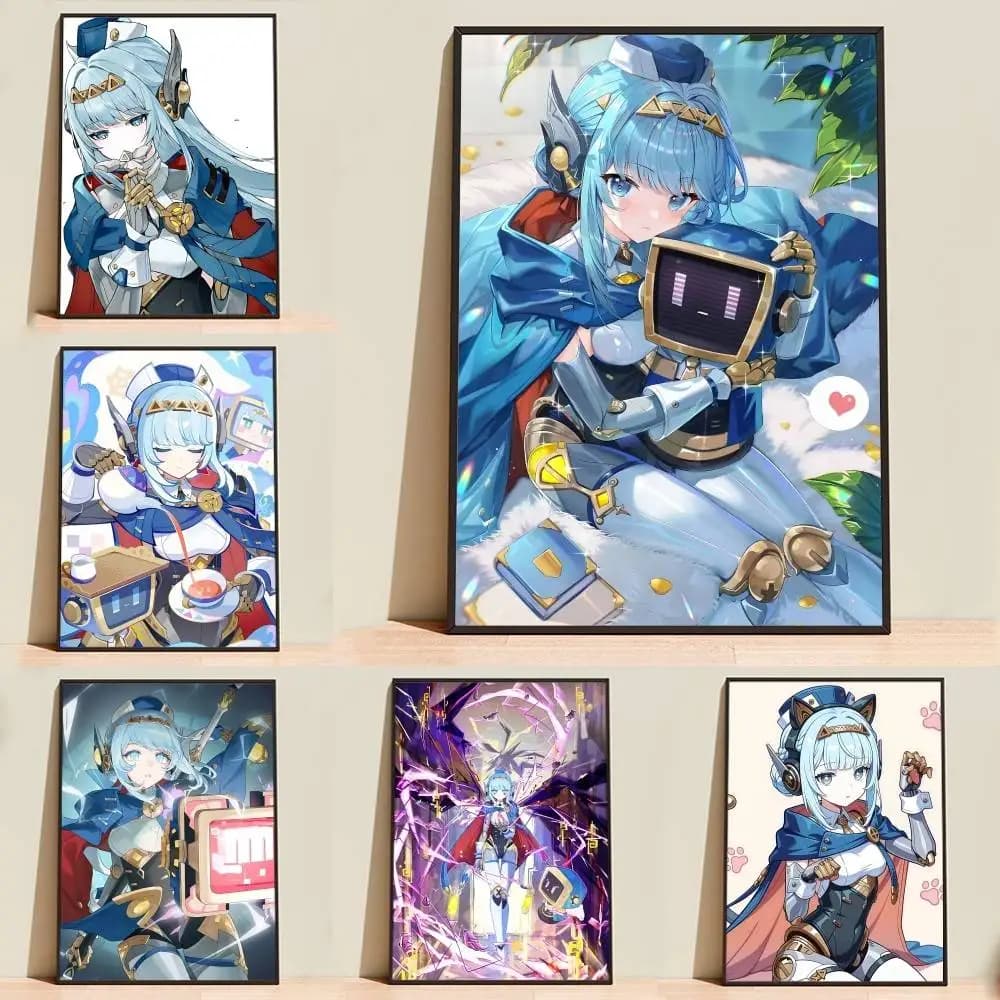 Tin Can I-Ineffa Genshin Poster Self-adhesive Waterproof Paper Sticker Coffee House Bar Room Wall Decor