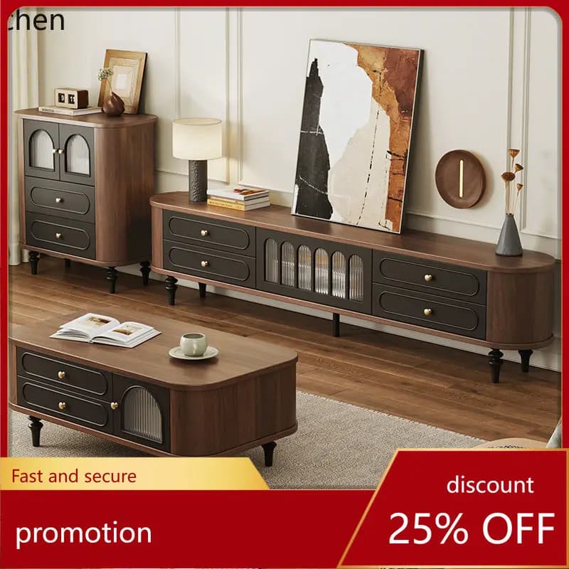 HXL TV Cabinet Solid Wood Coffee Table Combination Living Room Home