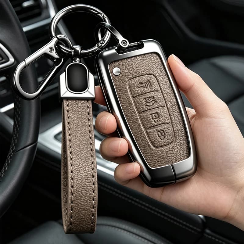 Metal Leather Car Remote Key Case Cover For KIA Forte Sportage K2 K5 Forte RIO For Hyundai Sonata Ix35 Protection Shell