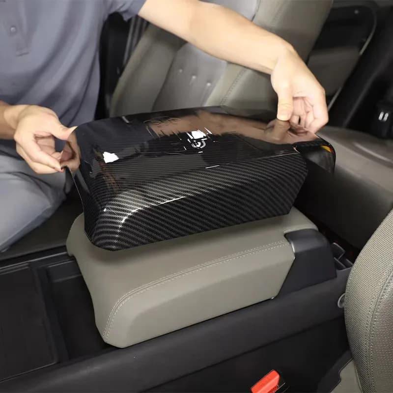 For Land Rover Defender 110 2020-2024 ABS Carbon Fiber Car Inner Armrest Box Storage Box Decorative Cover Trim Car Accessories