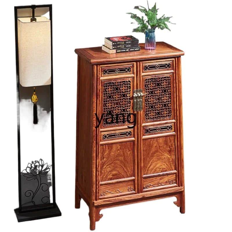 LTT Sihe Ruyi rounded corner cabinet hedgehog red sandalwood living room
