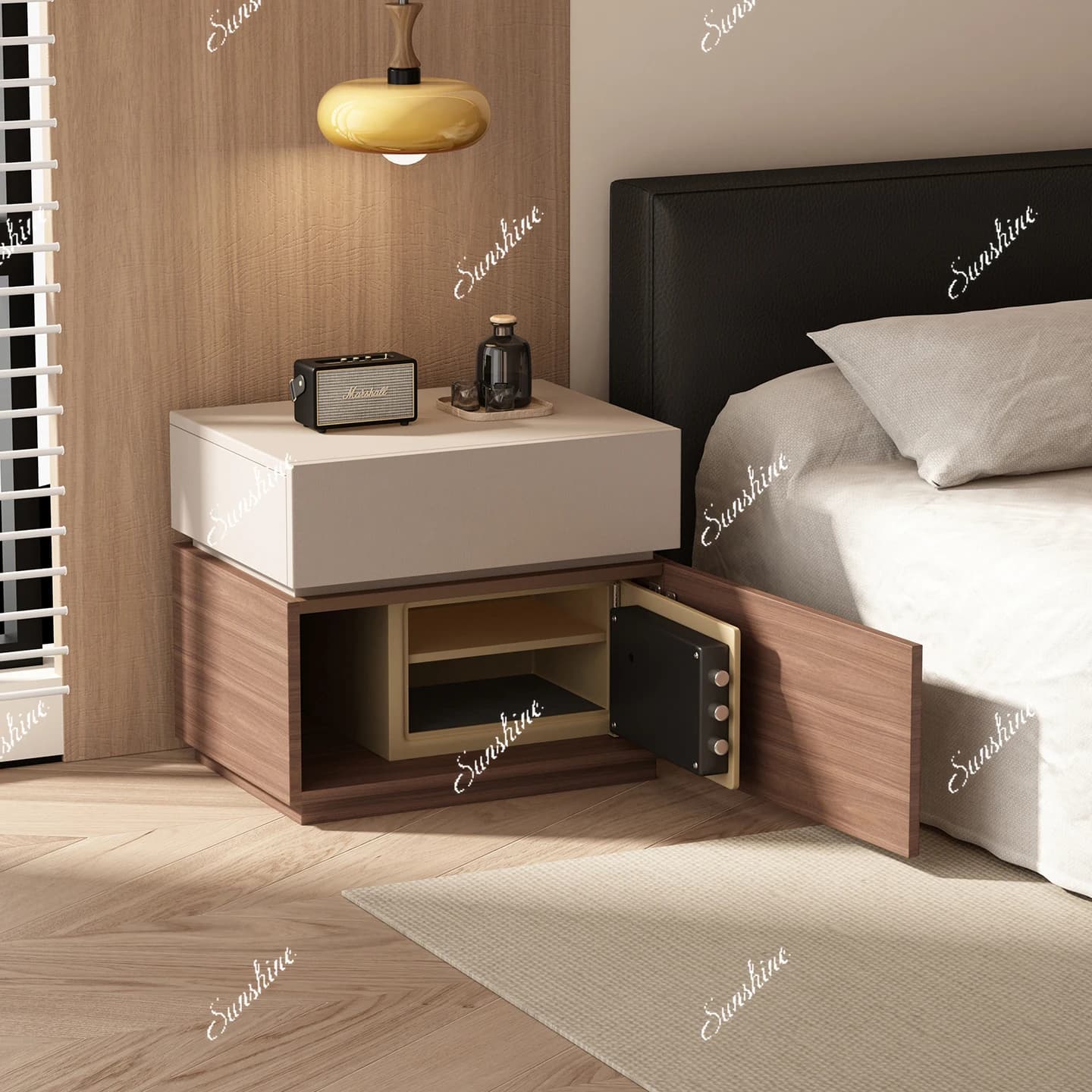 Solid wood bedside table, bedroom modern simplicity, high-end sense of vintage style storage cabinet, paint-free bedside table