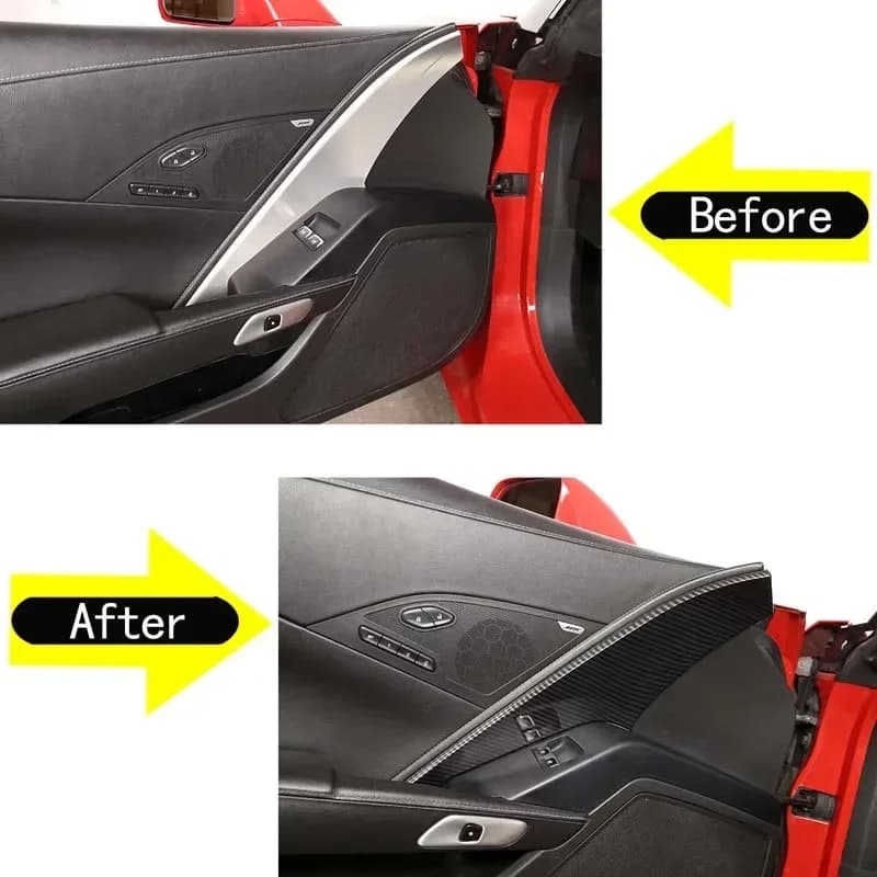 For 2014-2019 Chevrolet Corvette C7 Z06 ABS Carbon Fiber Car Styling Car Main driver's Inner Door Panel Cover Sticker Auto Parts
