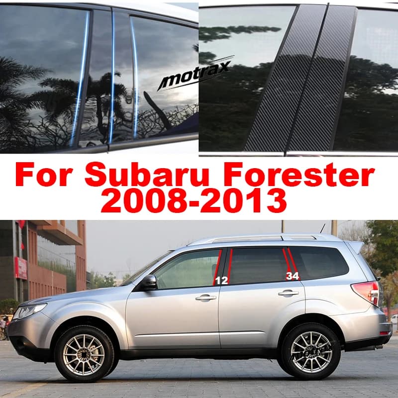 For Subaru Forester SH 2008 2009 2010 2011 2012 2013 Car PC Pillar Post Cover Door Trim Window Molding Sticker Plate Accessories