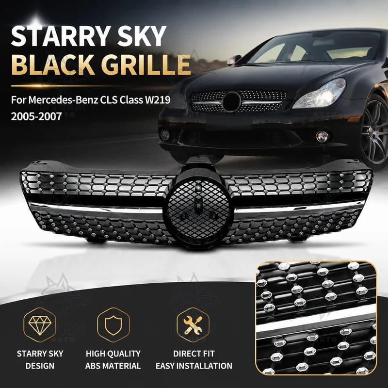 For Mercedes-Benz CLS Class W219 2005-2007 Starry Sky Black Radiator Grille Replacement Direct Fit High Quality