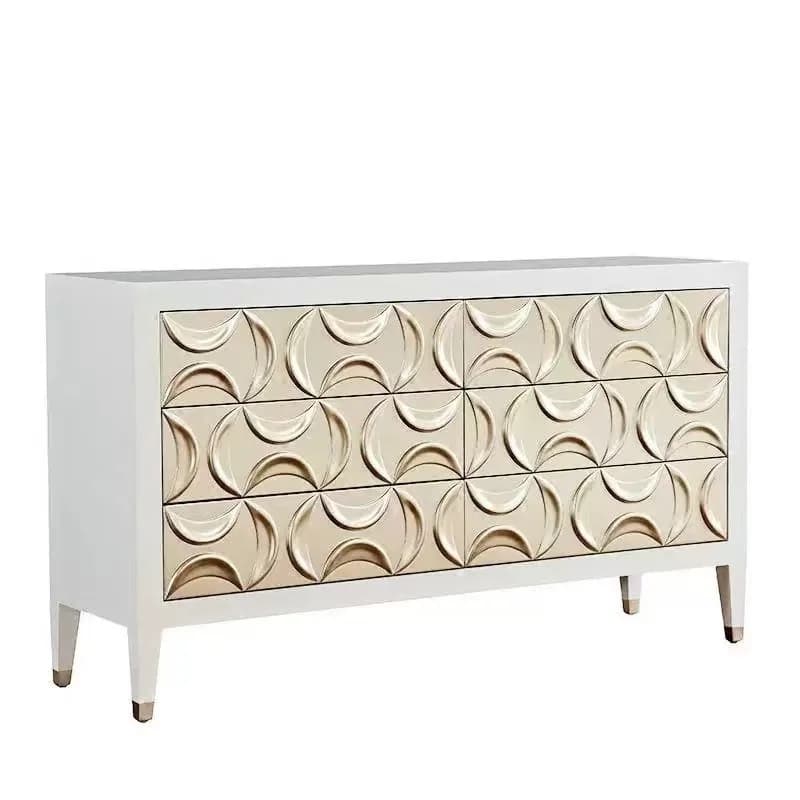CX living room entrance, neoclassical white solid wood three-dimensional carved foyer cabinet