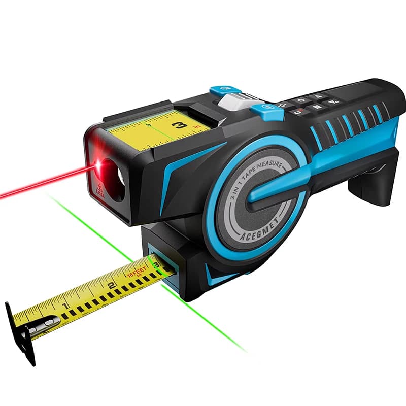 3-in-1 Distance Measurer 100M Laser Measuring Tool Auto 3.5M Tape Measure With Instant Digital Readout Extended Laser Line