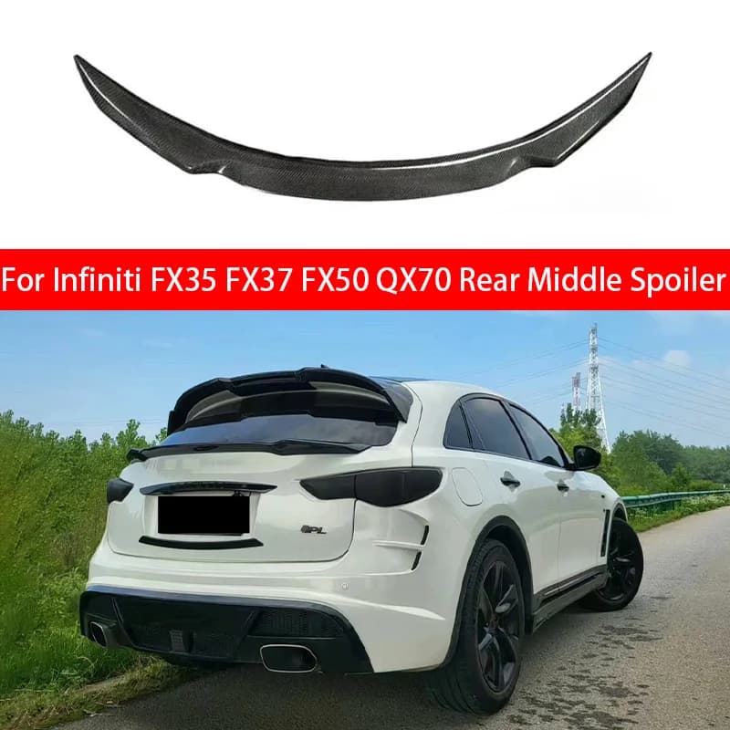 For Infiniti FX35 FX37 FX50 QX70 Rear Case Cover Line Lee Case Cover Spoiler Tail Fin Carbon Fiber Car Trim Kit