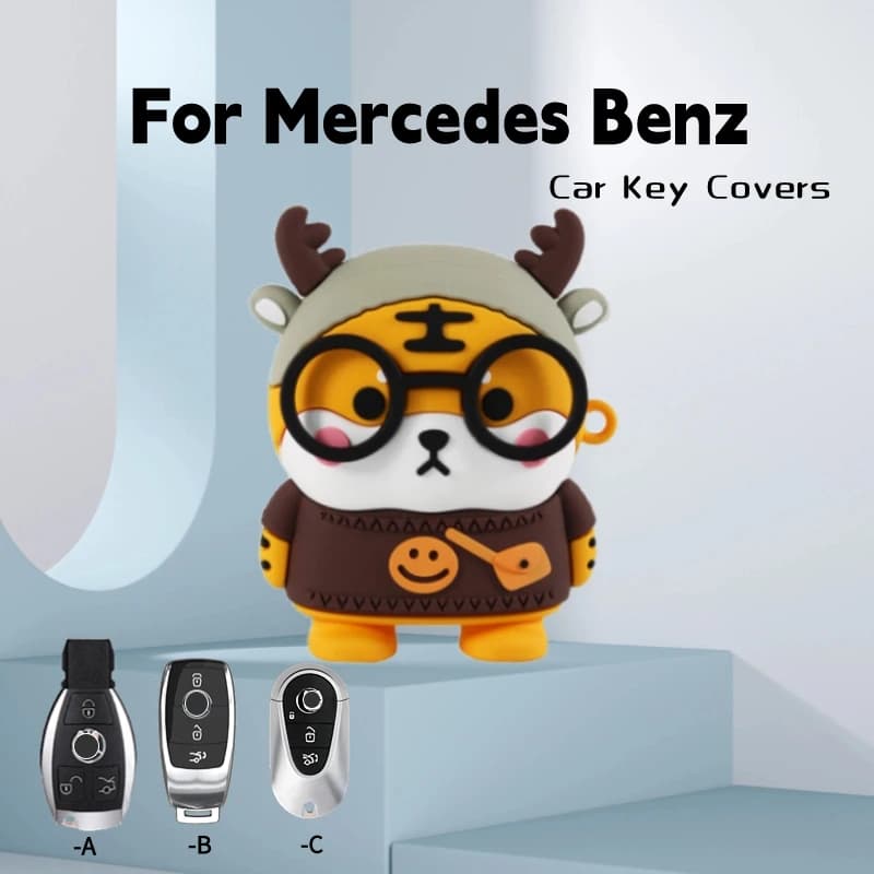 For Mercedes Benz E300L Key Case GL350 24 Models C260L Buckle, GLB220 Shell GLA200 GLC cartoon Creativity Accessories
