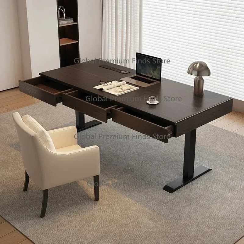 minimalist intelligent electric lifting desk modern simple dual motor solid wood computer work desk