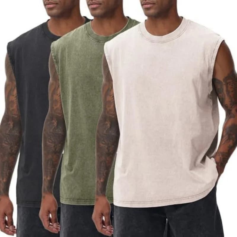 Summer Vintage Punk Washed Tank Tops 100% Cotton Streetwear Hip Hop Loose Graphics Soild Color Sleeveless Vest For Men Women