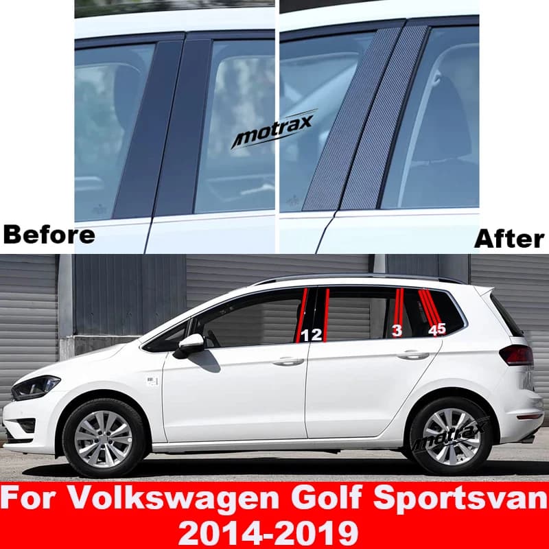 For Volkswagen Golf Sportsvan 2014-2019 Car Pillar Posts Door Central Window Trim Molding Cover Stickers Protective Accessories