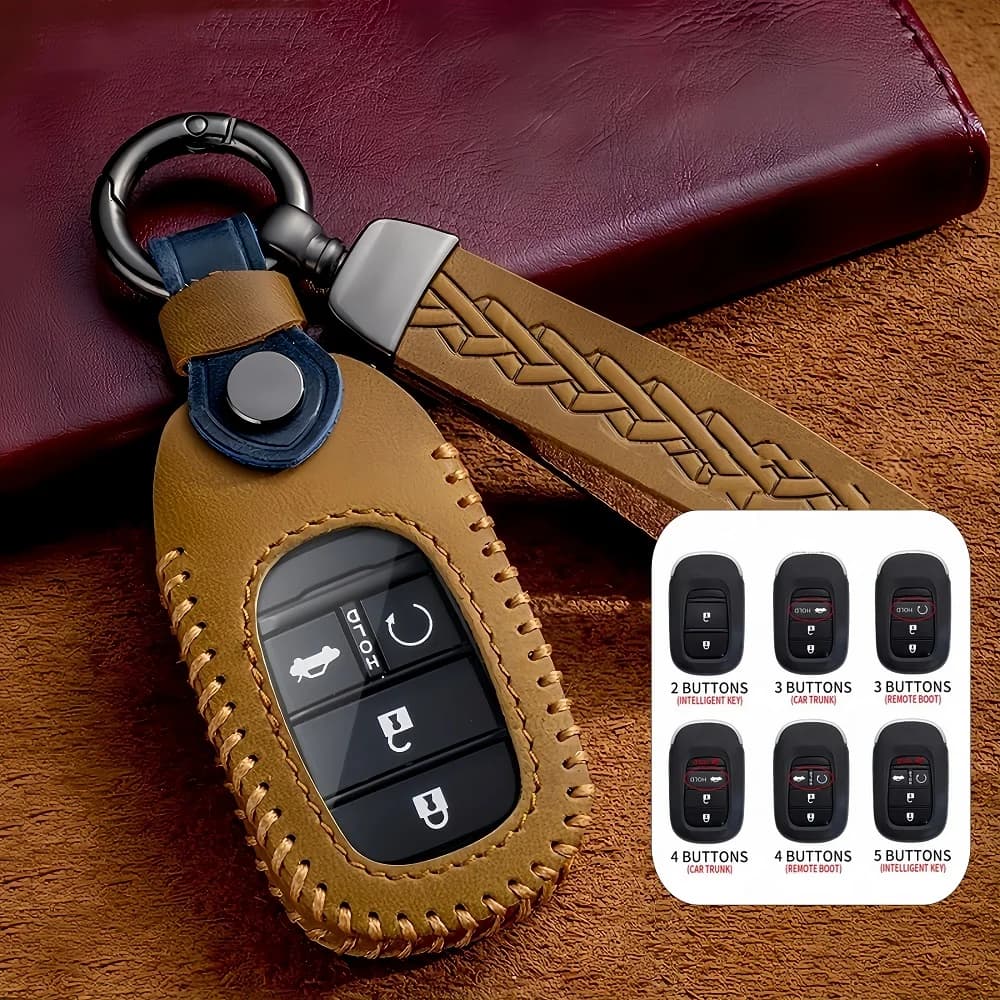 For Honda Civic Accord Vezel 2022 Accessories Car-Styling Holder Shell Keychain Leather Car Key Case Cover Key Bag Protection