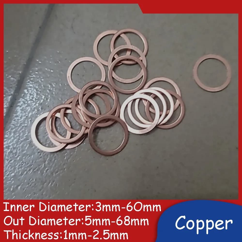 Copper Washers High-Temperature Resistant Thermally Conductive Round Gasket Heat-Sinking Washer Heat-Dissipating Spacer